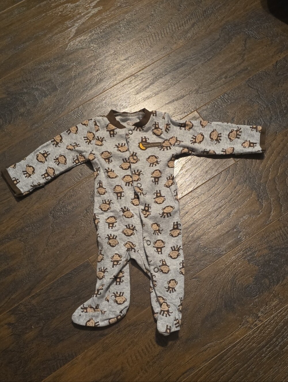 Carter's Gray and Brown Monkey Footed One-Piece